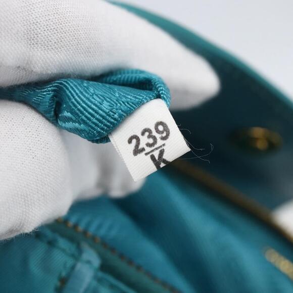 PRADA Chain Shoulder Bag Nylon Turquoise Blue Gold Auth 156453V - Picture 11 of 16